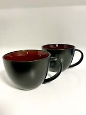 Set of 2, Gibson Soho Lounge Matte Black And Red Extra Large Cappuccino Cups picture