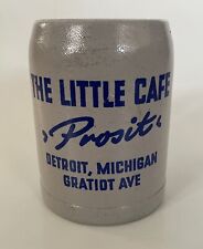 Vintage THE LITTLE CAFE Prosit HEAVY CERAMIC GERMAN MUG Gratiot Avenue  DETROIT picture