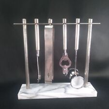 Vintage Leonard Silver Plated Barware Set 5 Pieces w/ Genuine White Marble Base picture