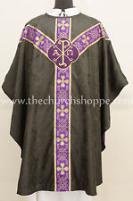 Black gothic vestment & 5pc mass and stole set ,Gothic chasuble ,casula ,casel picture