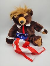 Donald Trump Bear Plush Grumpy Teddy With USA Flag Cape Republican MAGA 24” picture