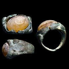 Ancient Roman Authentic Ring Deep Yellow Precious Stone WOW Antiquity Artifact picture