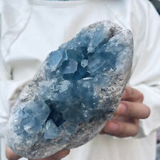 4.1lb Large Natural Blue Celestite Crystal Geode Quartz Cluster Mineral Specime picture