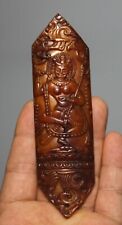 Real Tibet Vintage Old Buddhist Carved Yak Bone Buddha Statue Amulet Kachuma picture