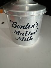 Antique Aluminum Bordens  Malted Milk Container Tin Jar picture