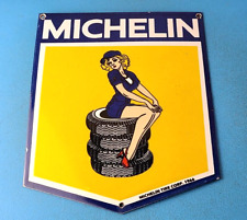 Vintage Michelin Tires Sign - Gas Oil Pump Plate Sign - Chevron Service Sign picture
