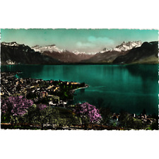 Vevay et Dents Du Midi Postcard Uposted Chablais Alps Switzerland picture