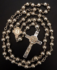 ANTIQUE ALL STERLING SILVER ROSARY - 58 gm - 18.5