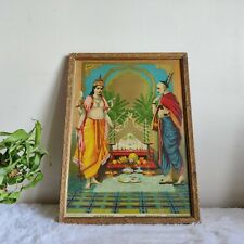 Antique Raja Ravi Varma Lithograph Print Of Satyanarayan Original Frame PR180 picture