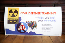Vintage 1964 Civil Defense Sign Defense Training Ad Poster Cold War Atomic Bomb picture