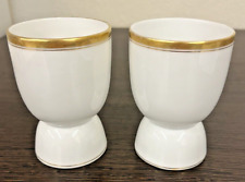 Lot of 2 Vintage Double Egg Cups White Gold Rim Noritake Japan Red 