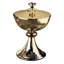 Orthodox Gold Plate Blue Enamel Cross Lid Covered Ciborium with Node 9 In picture