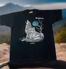 Rare Vintage 80’s T Shirt Made In USA Wolf Alaska Wolfhaven Adult XL 1987 picture