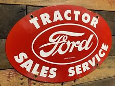 VINTAGE 1959 FORD TRACTOR PORCELAIN SIGN RED OVAL FARM EQUIPMENT GAS ADVERTISING picture