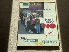 scarce 1990s Joe Montana: Be Like Joe - Just Say No: Anti-Drug Poster w frame picture