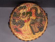 Antique 1920s Chinese Dragon Phoenix Tom Tom Hand Painted Drum 9