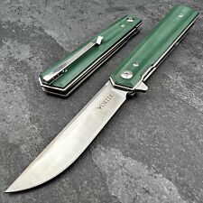 VORTEK APACHE: Green G10, Ball Bearing Flipper Blade, EDC Folding Pocket Knife picture