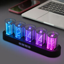 NEW！RGB Clock LED Pseudo Glow Tube Clock Hard Wood DIY Kit Present  picture