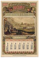Original 1876 Centennial Expo April Calendar   Battle of Lexington  Patriotic picture