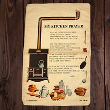 My Kitchen Prayer Vintage Tea Towel Brown Irish Linen Cotton Dish Cloth  Richlin picture