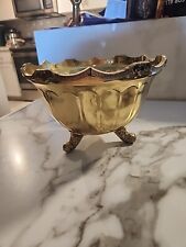 Vintage Large Brass Centerpiece Footed Bowl 10.25
