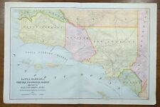1892 SANTA BARBARA VENTURA LOS ANGELES ORANGE COUNTY Map ~ Old Antique Original  picture