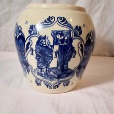 Vintage Delft Holland Blue White TOEBACK 1750 Tobacco Jar Humidor / Vase NO LID picture