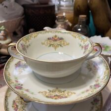 Noritake Gloria 95641 Two-Handled Cream Soup Bowl and Underplate Vintage China picture