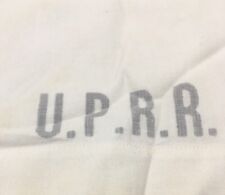 Vintage Union Pacific Railroad Pillow Case U.P.R.R. Locomotive Linens White picture