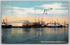 Postcard New Clyde Line Docks Harbor Ship Steamer Charleston South Carolina ver2 picture