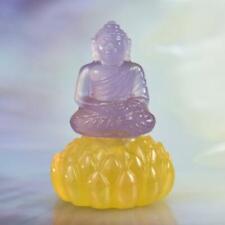 Buddha Sculpture Purple Lavender Chalcedony  Yellow Opal Gemstone Carving 3.39g picture
