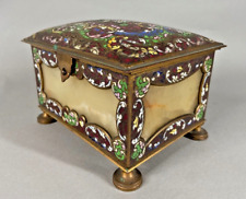Antique 19th Century French Jewelry Box: Alabaster and Cloisonné Bronze Elegance picture