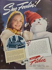 1941 Body By Fisher Fortune Mag WW2 Print Ad Automobile Snowman General Motors picture