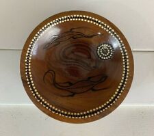 Handmade Australian Red Cedar Bowl Authentic Aboriginal Art  picture