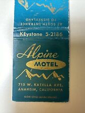 Vintage 1950s Alpine Motel Disneyland Anaheim Matchbook Cover picture