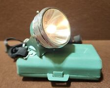 Vintage WORKING Green Justrite Electric Head Lantern 1904 4D Miners Flashlight  picture