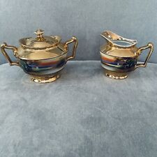 Noritake Tree In Meadow Creamer And Sugar Set With Gold Top, No Chips Or Cracks picture