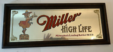 Vintage Original Miller High Life Beer Mirror 24 X 10” Girl Brewing Tough Sign picture