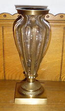 Old French Brass Or Bronze & Glass Vase - 9 3/4