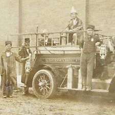 Rare 1909 RPPC Postcard Woodward Oklahoma Fire Department Engine Firemen OK picture
