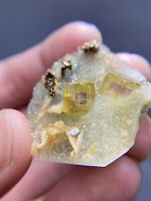 TOP！16.3g Gorgeous aesthetic natural purple window cubic yellow  fluorite，China picture
