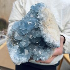 6lb Large Natural Blue Celestite Crystal Geode Quartz Cluster Mineral Specimen picture