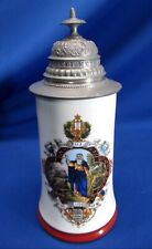 BEAUTIFUL GERMAN PEWTER LIDDED STEIN WITH LITHOPHANE MOSES SCENE DECORATION picture