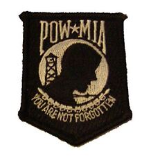 SMALL POW MIA PRISONER OF WAR MISSING IN ACTION PATCH BLACK WHITE NOT FORGOTTEN picture