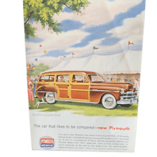 Vintage 1949 Plymouth White Sidewall Wagon Ad Advertisement picture