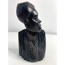 African Ebony wood hand carved bust vintage female 5941 art Home decor picture