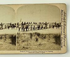 Troop A Ninth U.S. Cavalry Famous Indian Fighters Antique 1898 Stereoview L1 picture