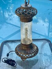 Interlude Home Inc Vintage 80’s Cast Iron Cracked Glass Cylinder Lamp picture