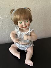 VTG RARE EYES green Elke Hutchins Lil Punkins Porcelain Baby Doll, 6.5