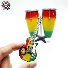 Miniature Guitar and Bungo Double percussion rasta motif picture